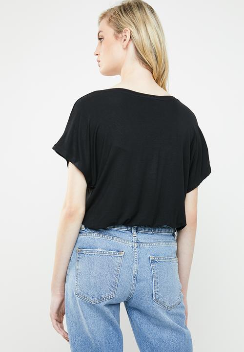 MANGO - V-neck T-shirt - black