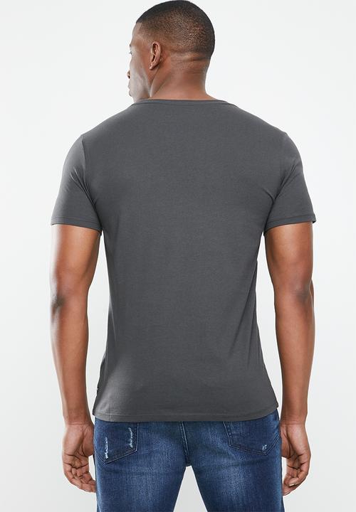 GUESS - Basic criscross logo crew tee - grey
