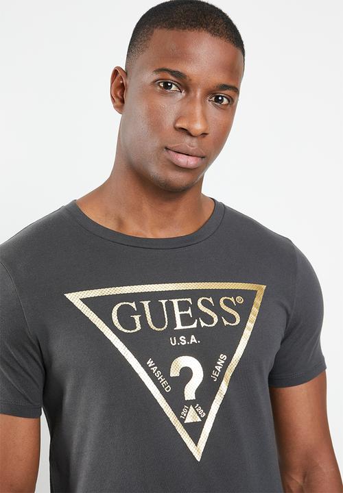 GUESS - Basic criscross logo crew tee - grey