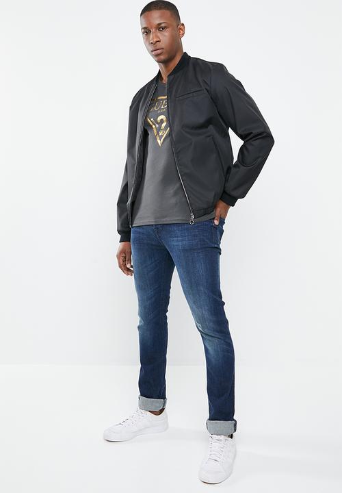 GUESS - Basic criscross logo crew tee - grey