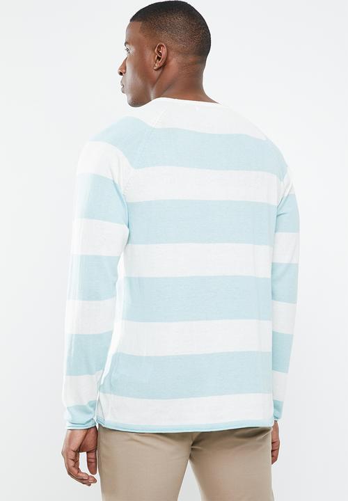 Only & Sons - Andreas stripe knit pullover - blue &  white