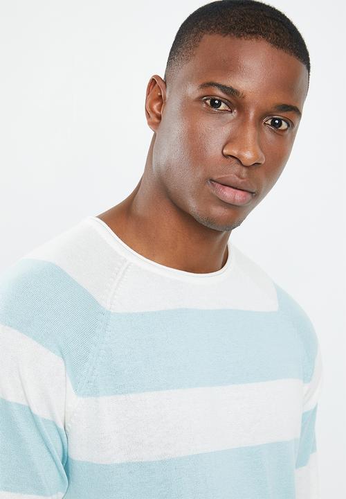Only & Sons - Andreas stripe knit pullover - blue &  white