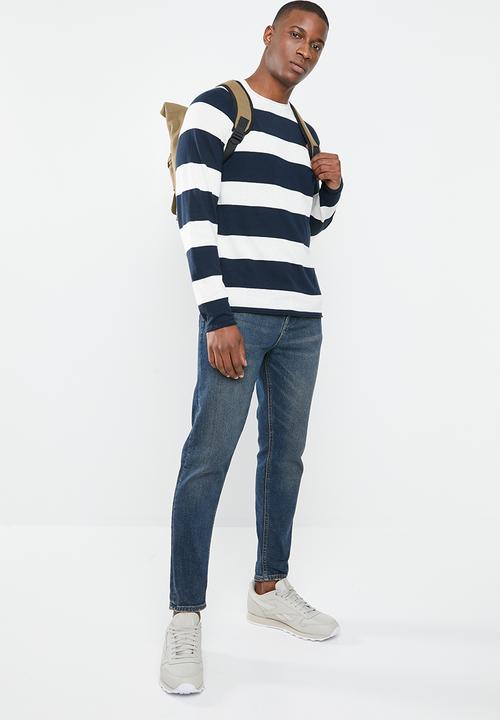 Only & Sons - Andreas stripe knit pullover - blue & white