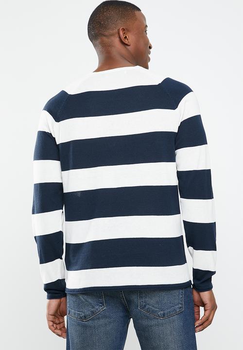 Only & Sons - Andreas stripe knit pullover - blue & white