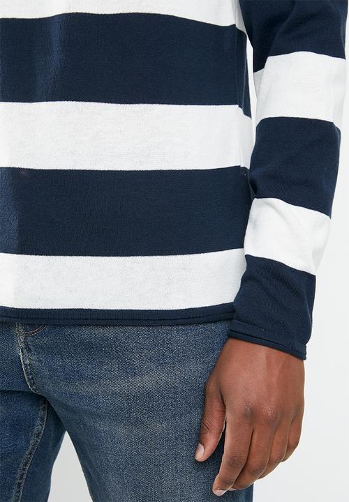 Only & Sons - Andreas stripe knit pullover - blue & white