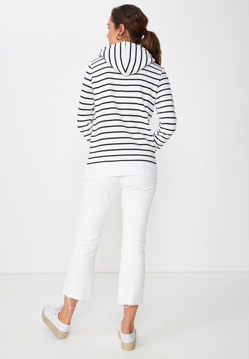 Cotton On - Delevingne graphic hoodie  - white & black 