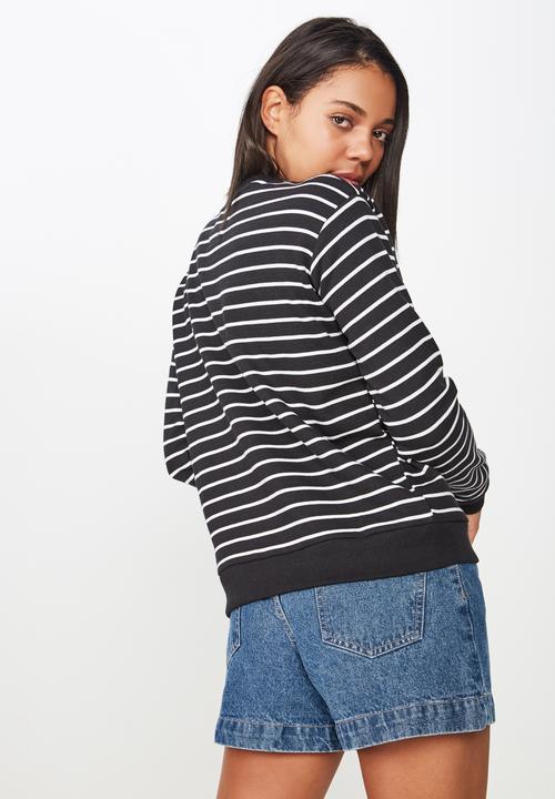 Cotton On - Ferguson graphic crew sweater  - black & white 
