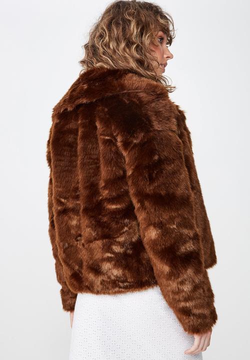 Cotton On - Hunter faux fur coat  - brown