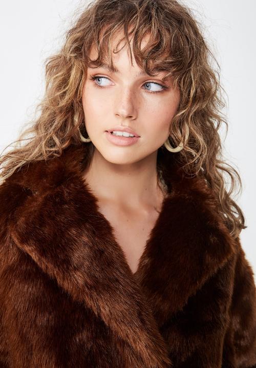 Cotton On - Hunter faux fur coat  - brown