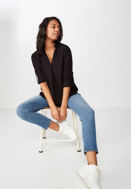 Cotton On - Lisa popover blouse  - black