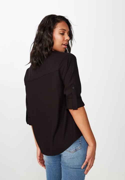 Cotton On - Lisa popover blouse  - black