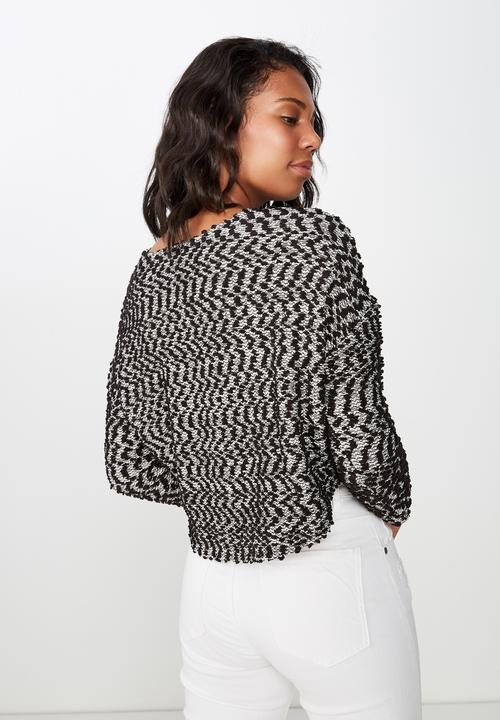 Cotton On - Stacey long sleeve texture top  - black
