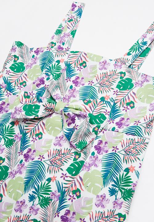 Pop Candy - Bow summer tropical printed dress - multi