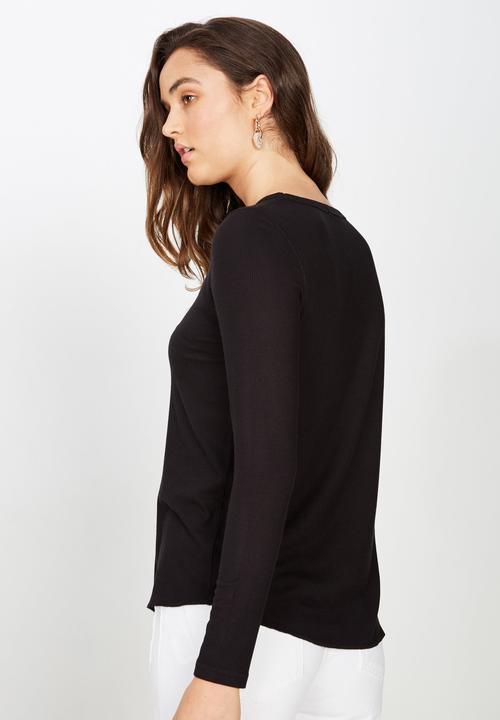 Cotton On - The girlfriend  long sleeve top  - black