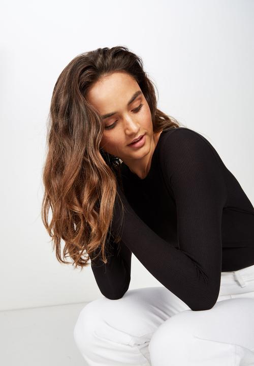 Cotton On - The girlfriend  long sleeve top  - black