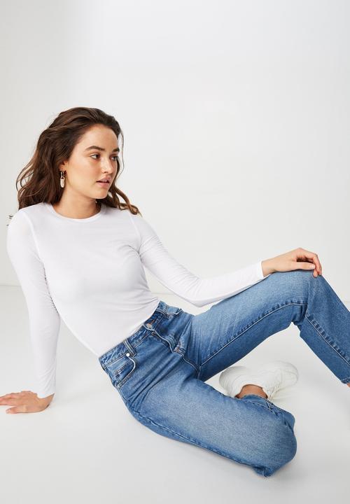 Cotton On - The girlfriend  long sleeve top  - white