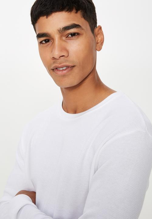Cotton On - Waffle long sleeve tee - white