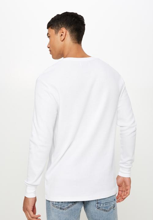Cotton On - Waffle long sleeve tee - white