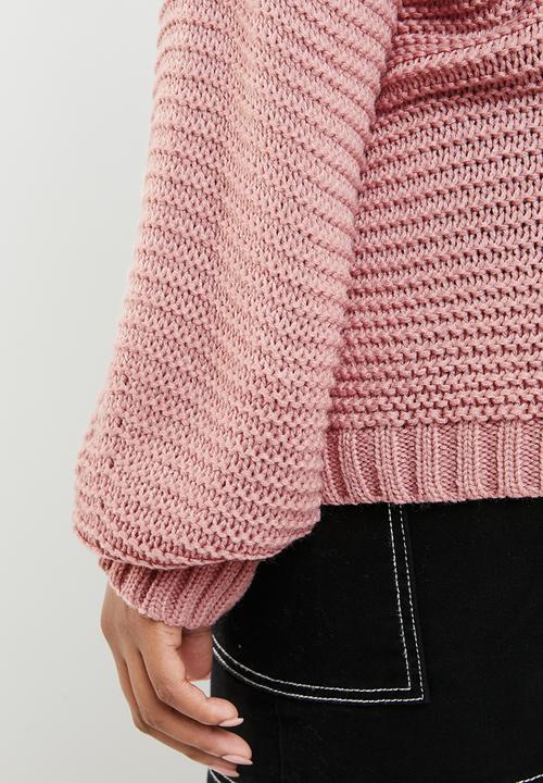 Missguided - Curve balloon sleeve cable jumper - pink