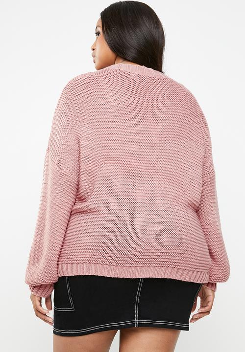 Missguided - Curve balloon sleeve cable jumper - pink