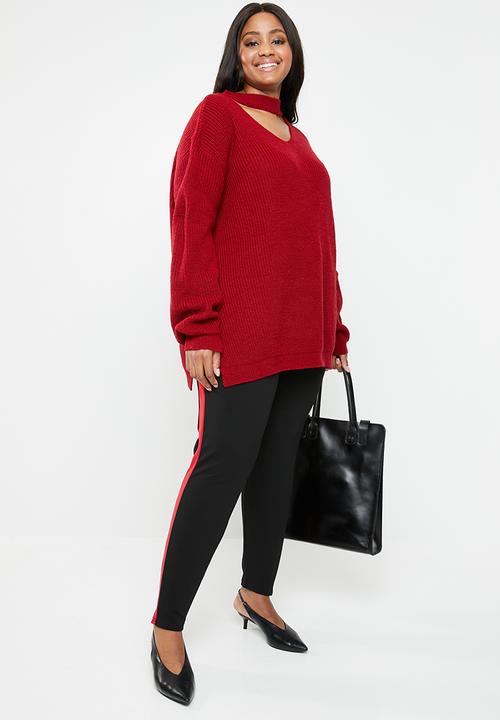 Missguided - Curve trouser with red tape - black