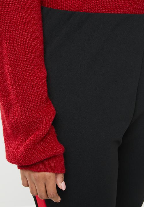 Missguided - Curve trouser with red tape - black
