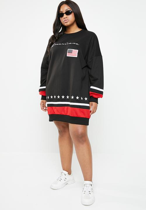 Missguided - Curve long sleeve USA sweat - black