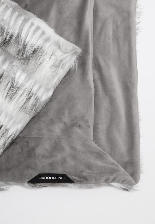 Linen House - Merle faux fur throw - grey