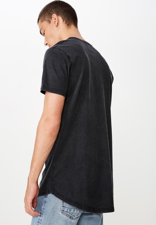 Cotton On - Longline scoop hem short sleeve tee - black