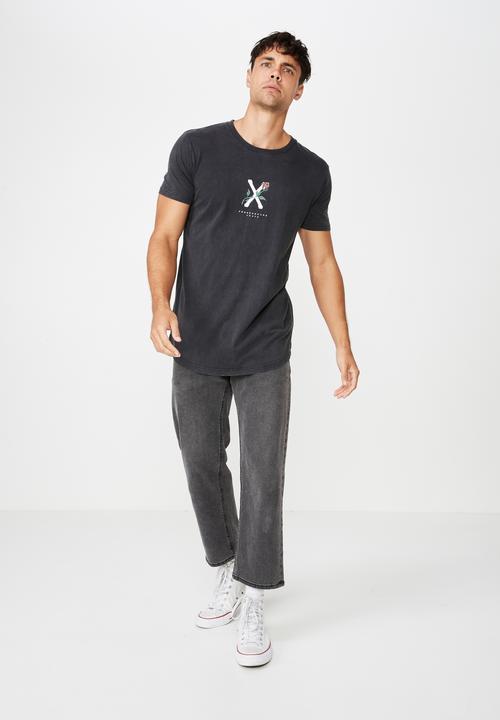 Cotton On - Longline scoop hem short sleeve tee - charcoal 