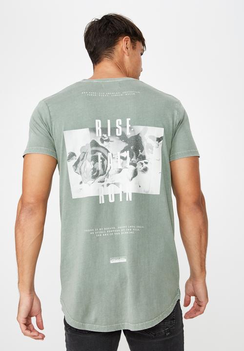 Cotton On - Longline scoop hem short sleeve tee - green