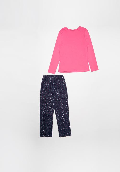 Pop Candy - Flannel pyjama top & bottom - pink & navy