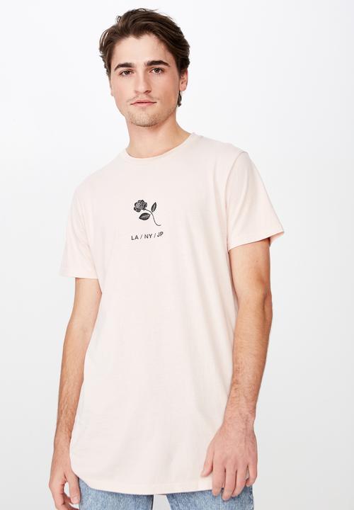 Cotton On - Longline scoop hem short sleeve tee - peach 