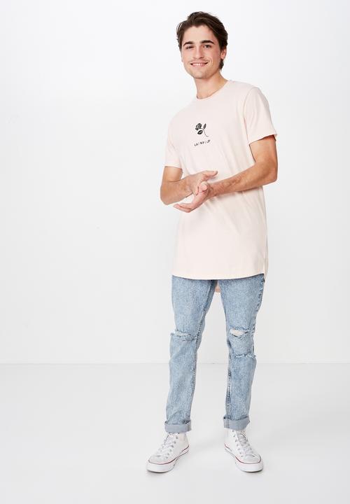 Cotton On - Longline scoop hem short sleeve tee - peach 