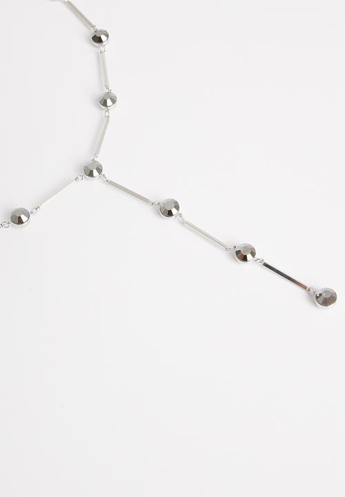 STYLE REPUBLIC - Beaded lariat necklace-silver