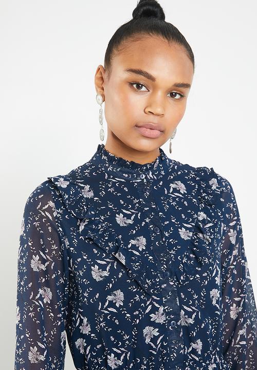 Vero Moda - Piana long sleeve calf dress - navy