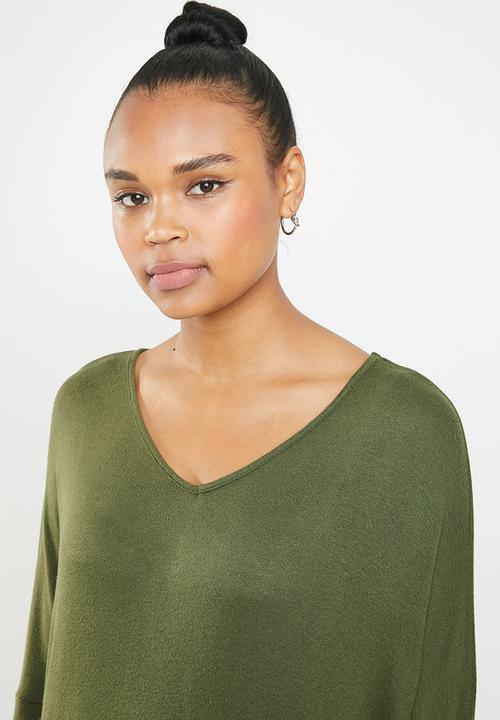 Vero Moda - Paya 3/4 V-neck long top - green