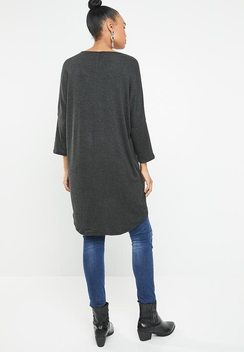Vero Moda - Paya 3/4 V-neck long top - black