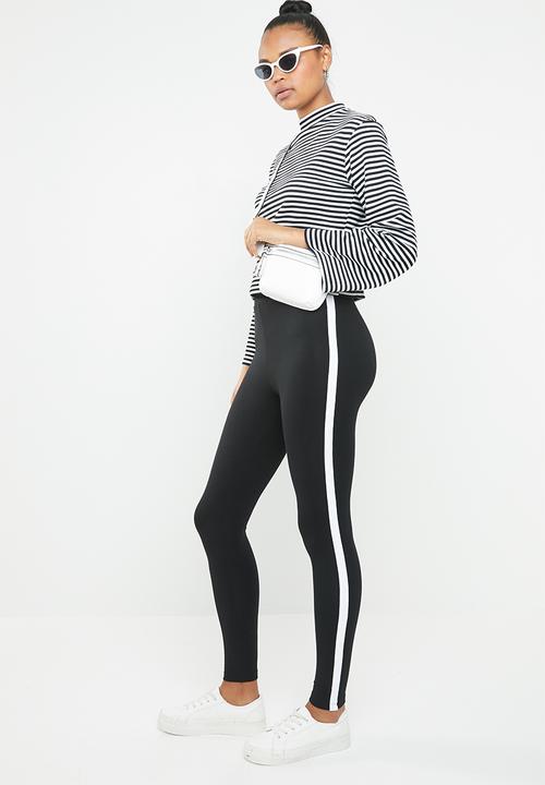 Forever21 - Leggings with side stripe - black