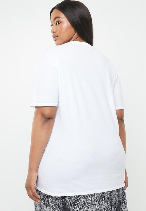 Missguided - Curve oversized T-shirt bad habits - white