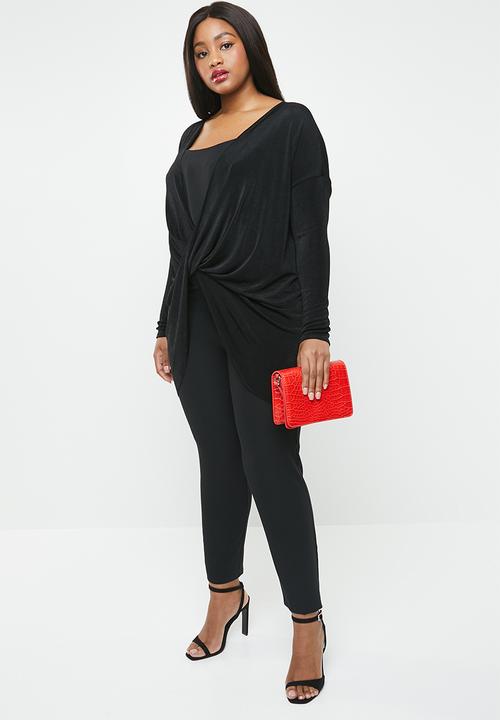Missguided - Curve drape long sleeve top - black