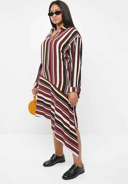 Superbalist - Asymmetrical shirt dress - stripe