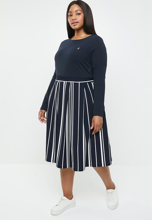 POLO - Plus size emily long sleeve pony tee - navy