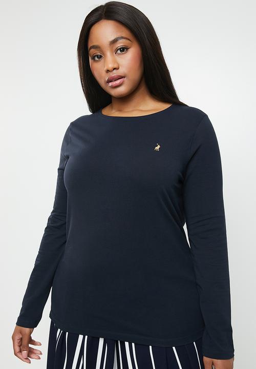 POLO - Plus size emily long sleeve pony tee - navy