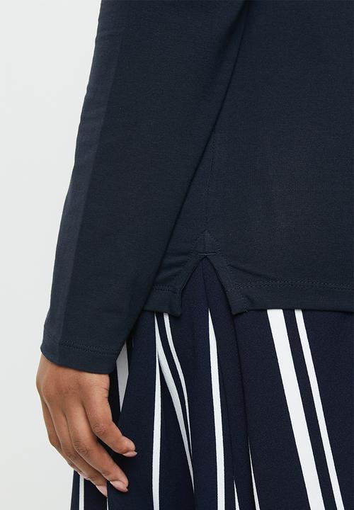 POLO - Plus size emily long sleeve pony tee - navy