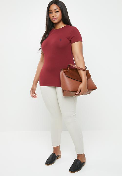 POLO - Plus size allie pony stretch tee - burgundy