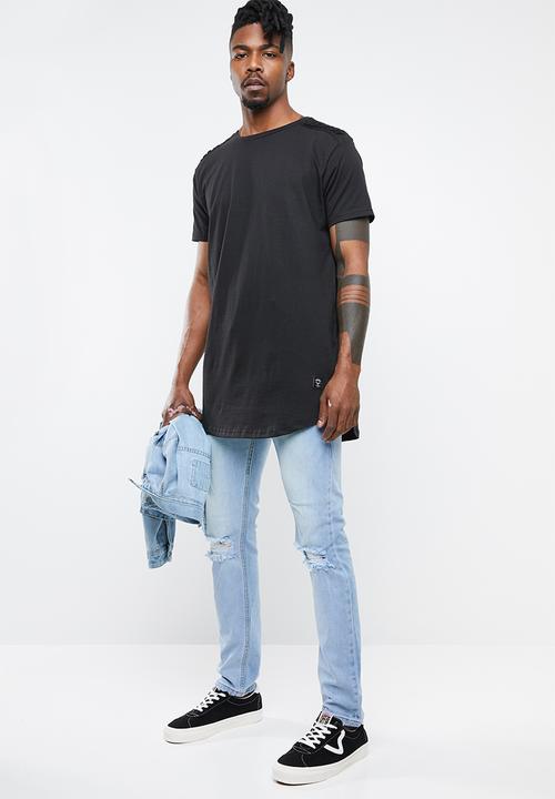 Brave Soul - Bladen longline short sleeve tee - black