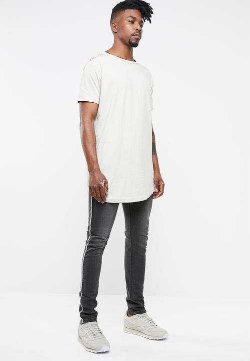 Brave Soul - Bladen longline short sleeve tee - beige 