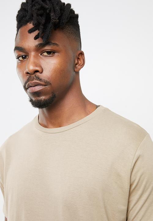 Brave Soul - Harrele longer length tee - beige