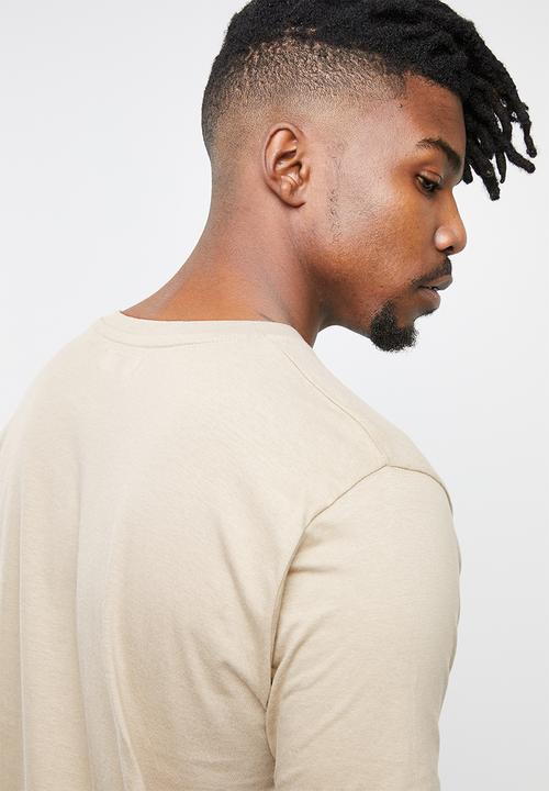 Brave Soul - Harrele longer length tee - beige